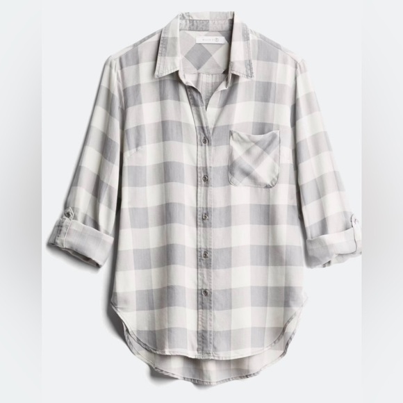 Billy T | Gray & White Plaid Mabry Chambray Button Down | Size Medium - Picture 3 of 5